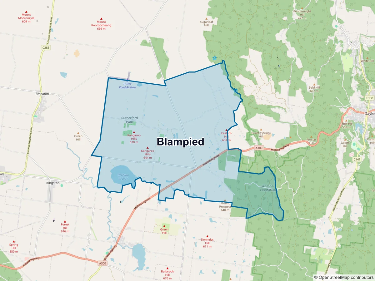 Map of Blampied, VIC, Australia