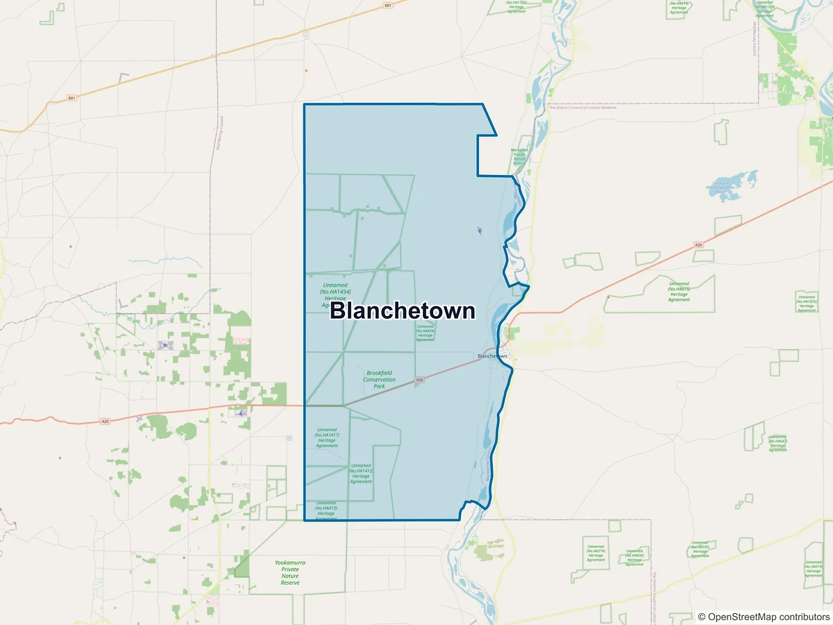 Map of Blanchetown, SA, Australia