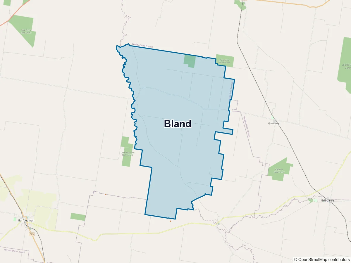 Map of Bland, NSW, Australia