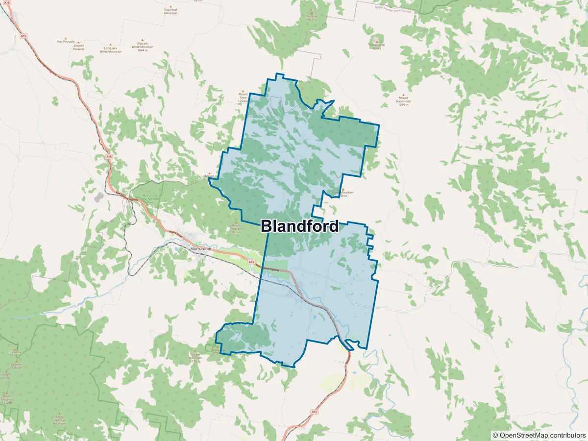 Map of Blandford, NSW, Australia