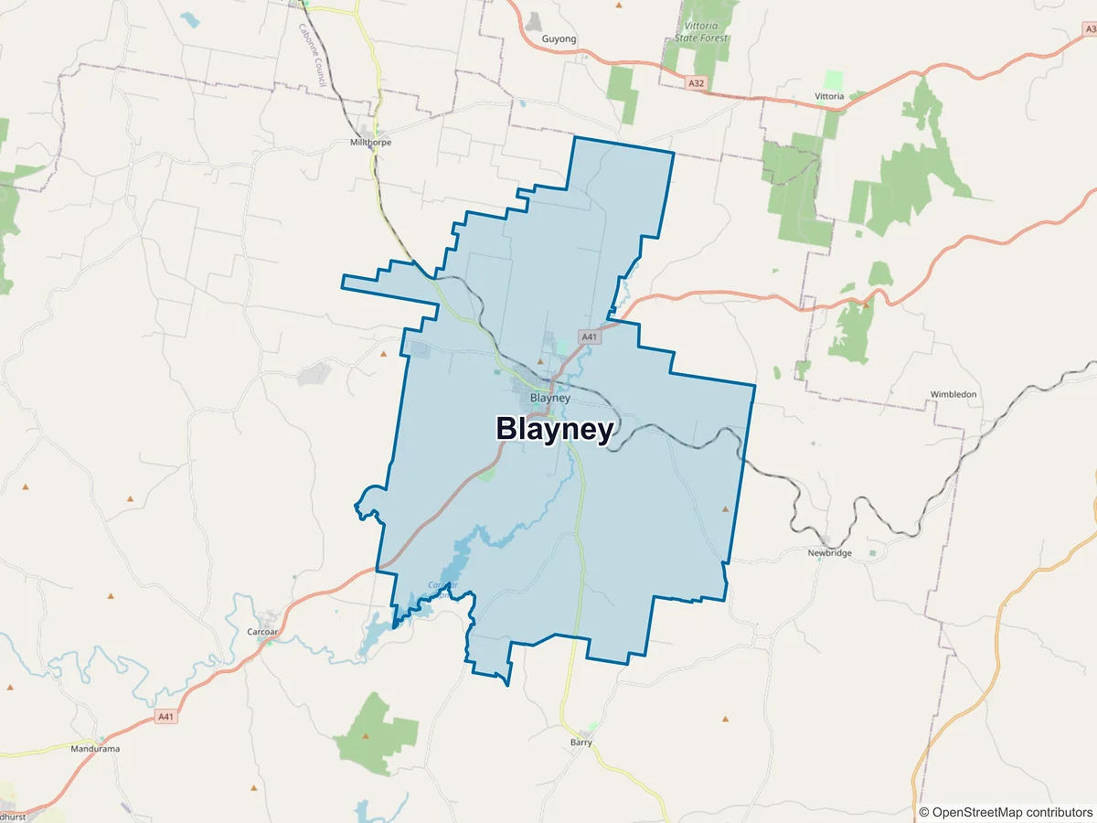 Map of Blayney, NSW, Australia