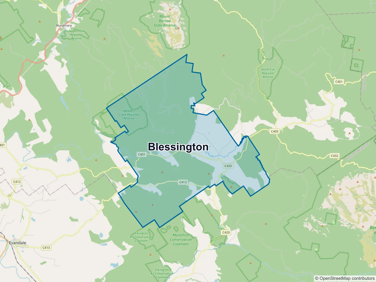 Map of Blessington, TAS, Australia