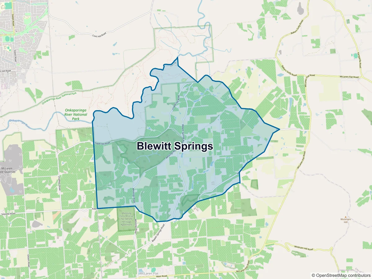 Map of Blewitt Springs, SA, Australia