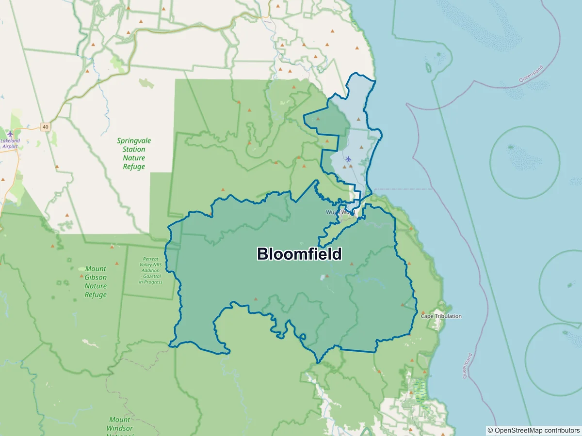 Map of Bloomfield, QLD, Australia