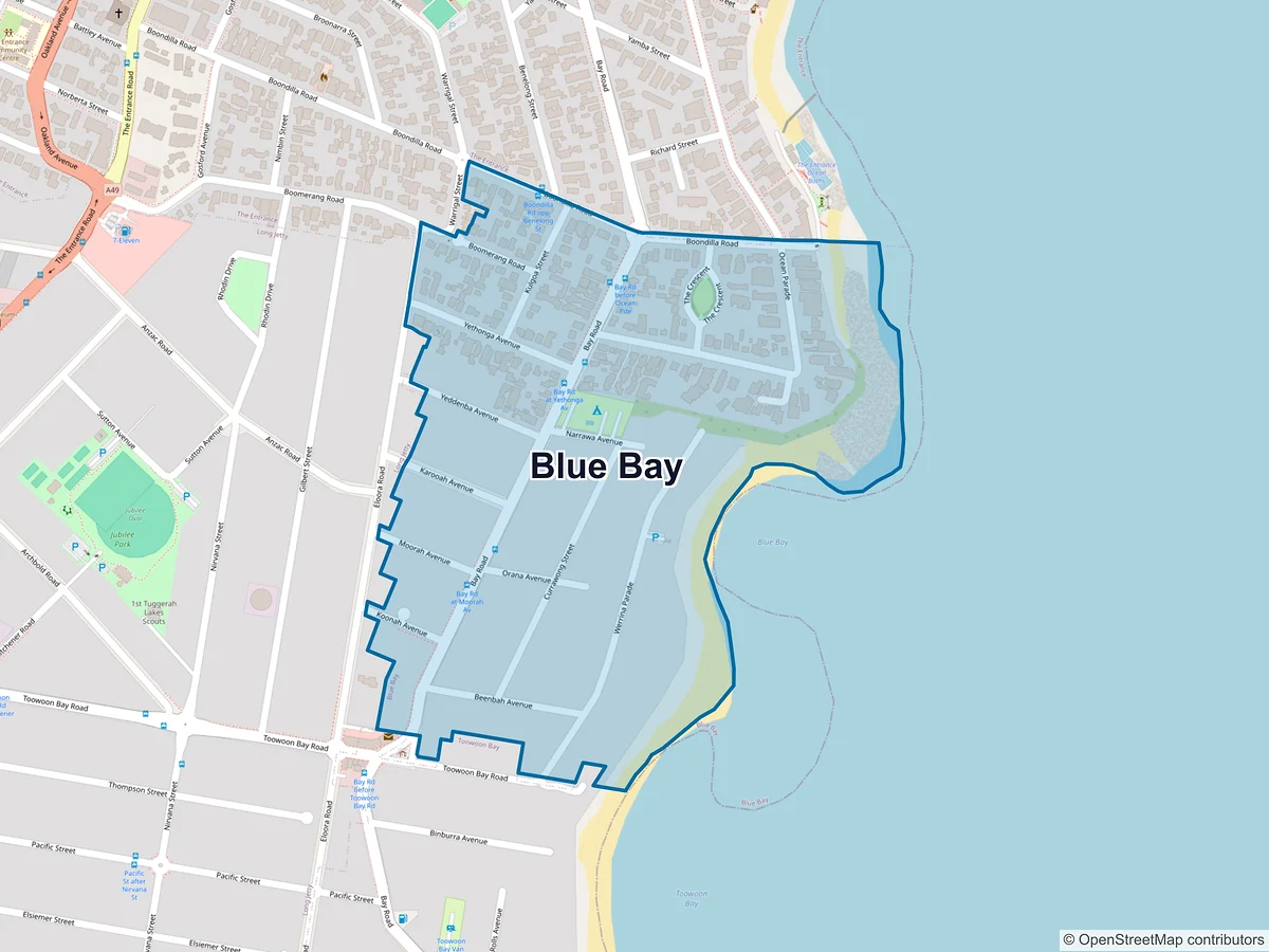 Map of Blue Bay, NSW, Australia