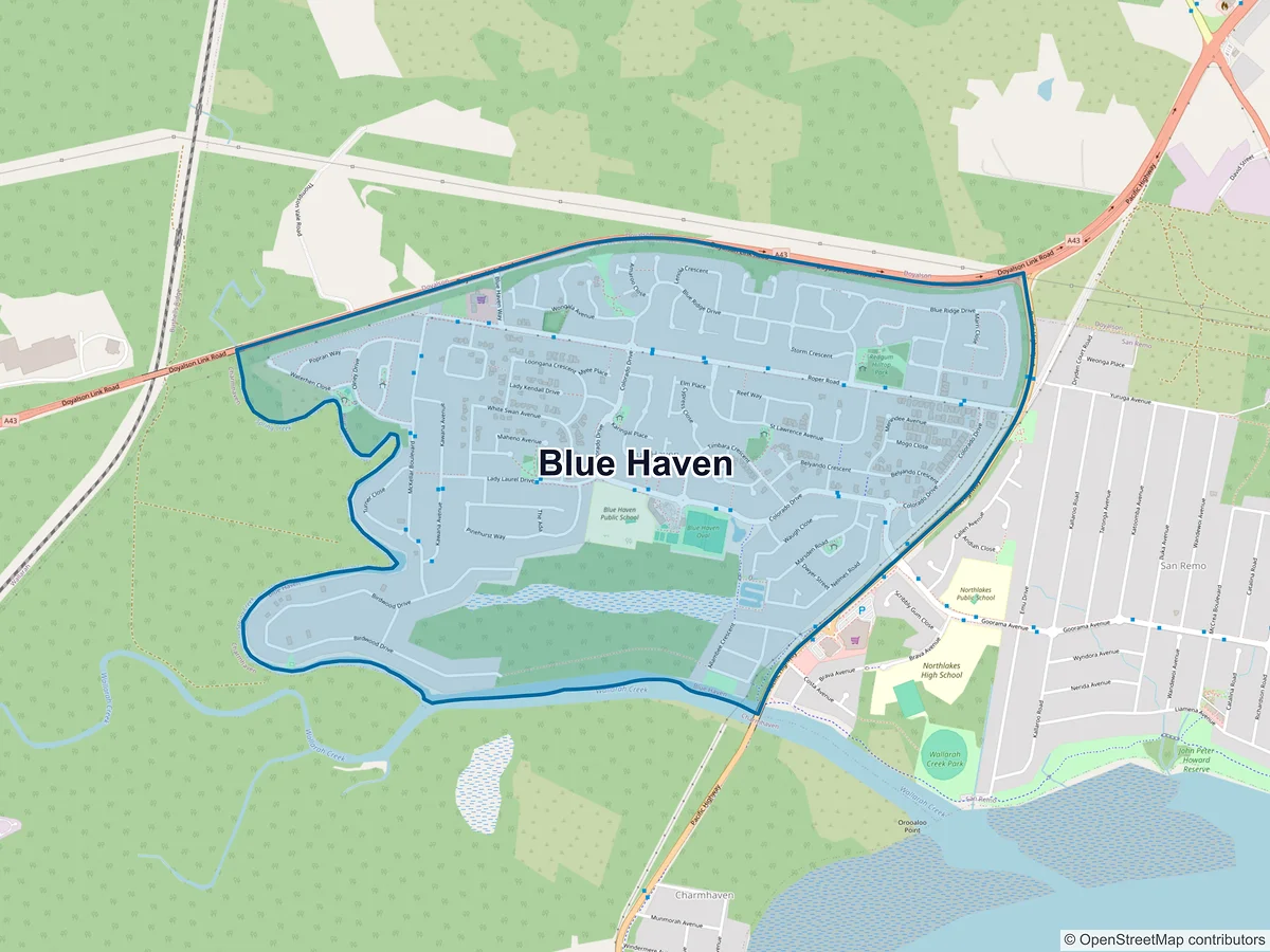 Map of Blue Haven, NSW, Australia