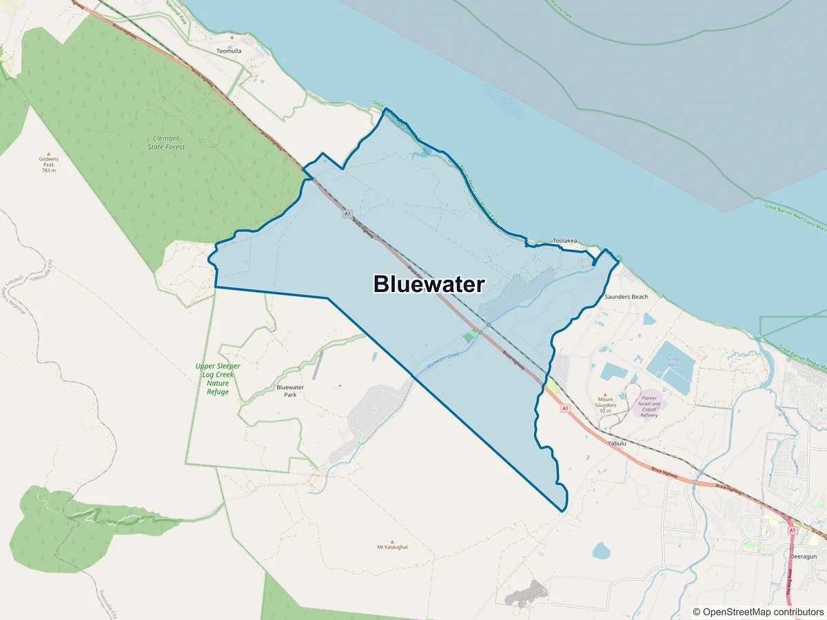 Map of Bluewater, QLD, Australia