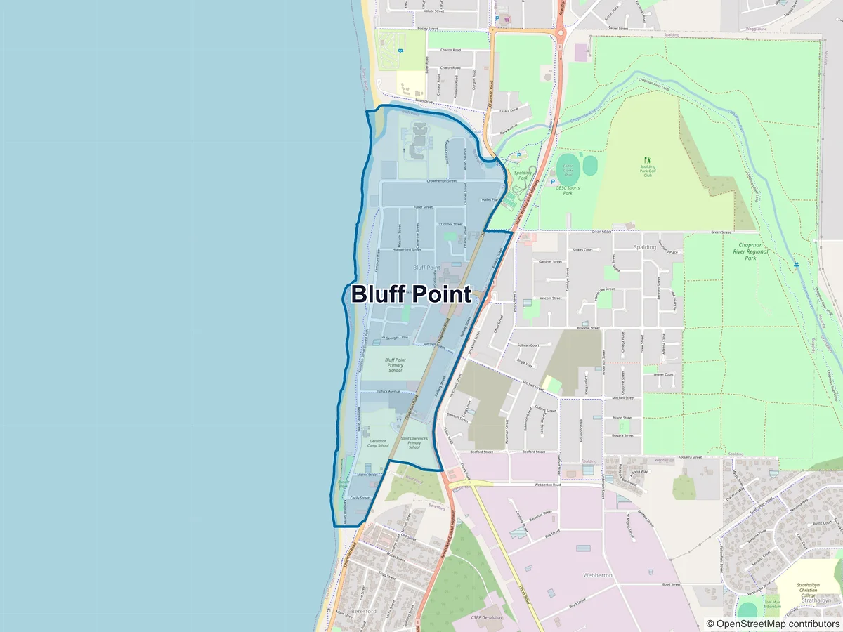 Map of Bluff Point, WA, Australia