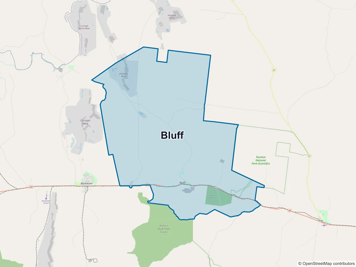 Map of Bluff, QLD, Australia