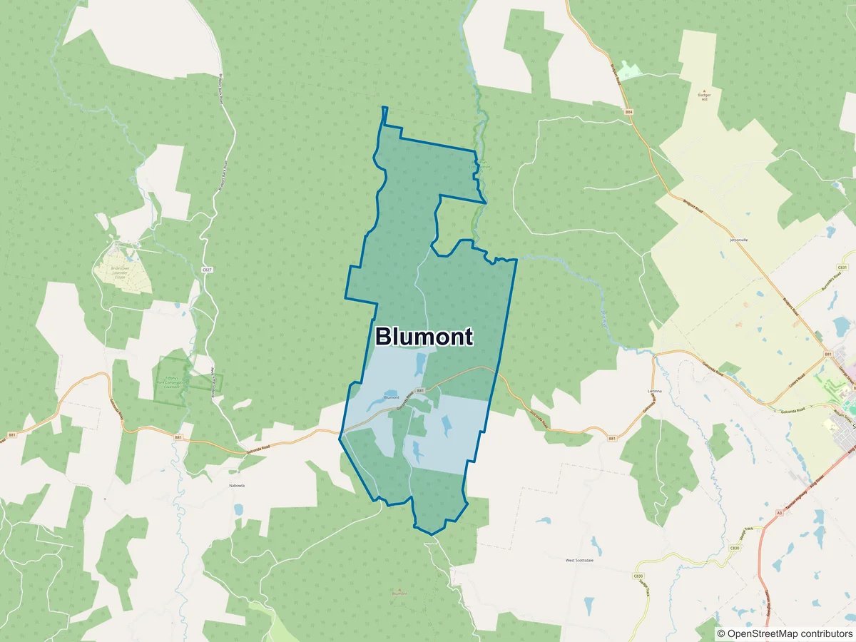 Map of Blumont, TAS, Australia