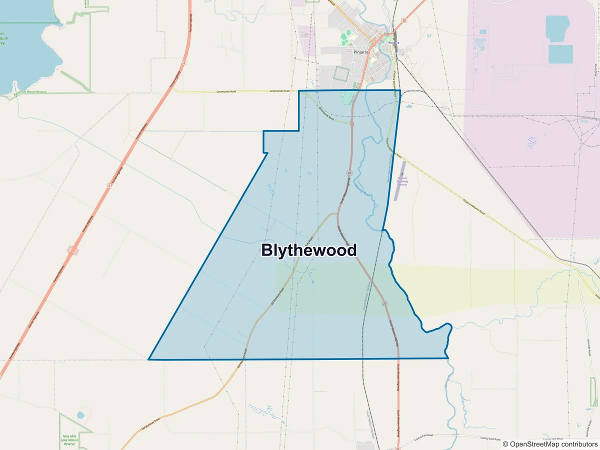 Map of Blythewood, WA, Australia