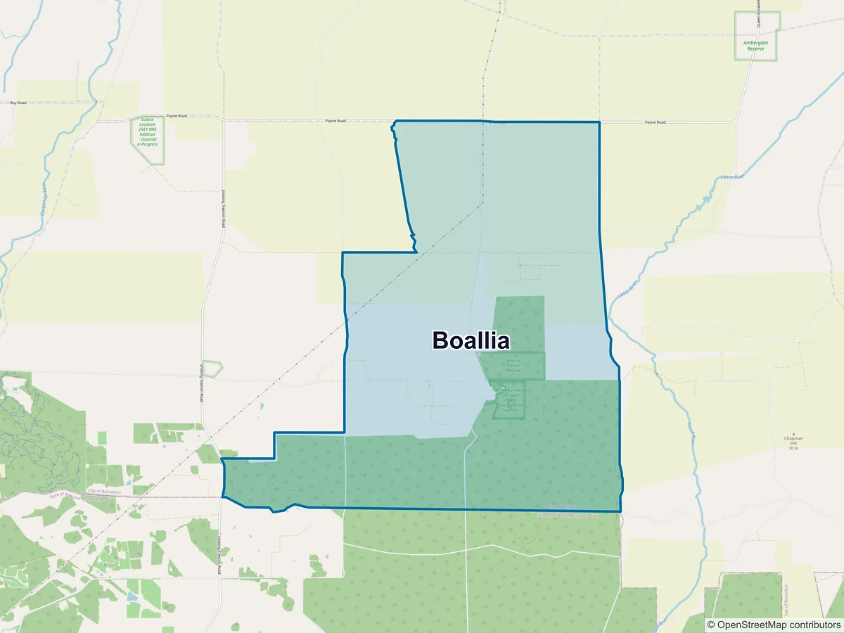 Map of Boallia, WA, Australia