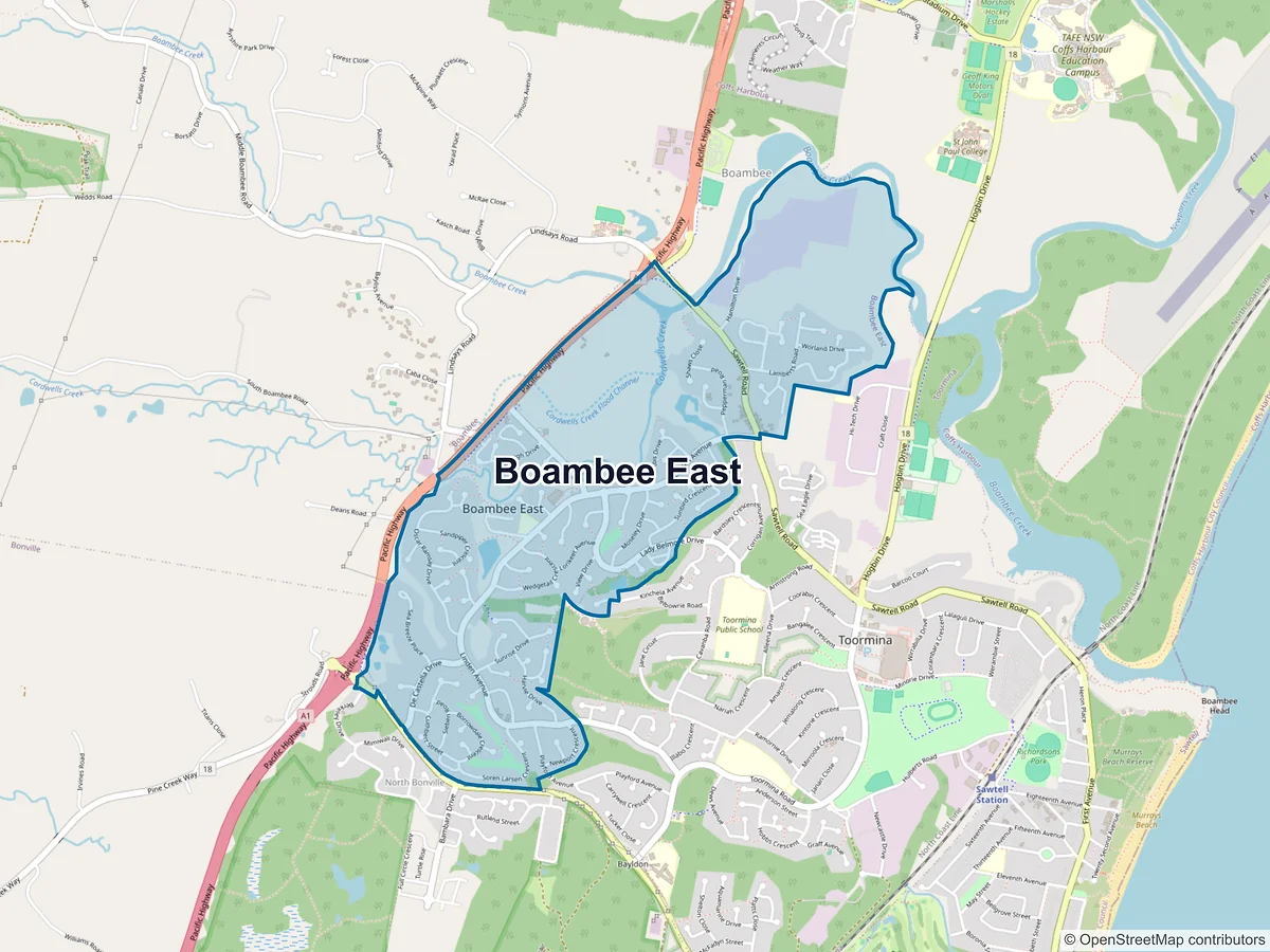 Map of Boambee East, NSW, Australia