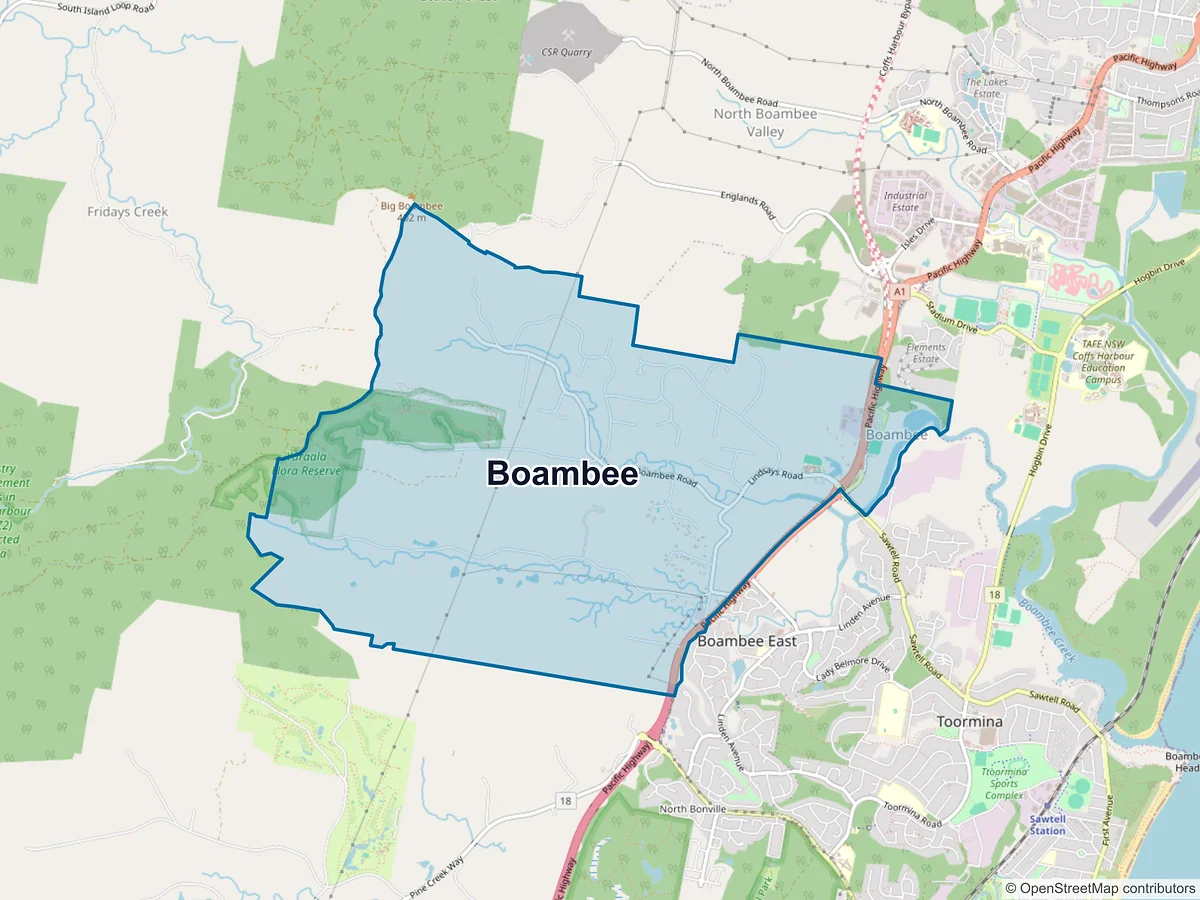 Map of Boambee, NSW, Australia