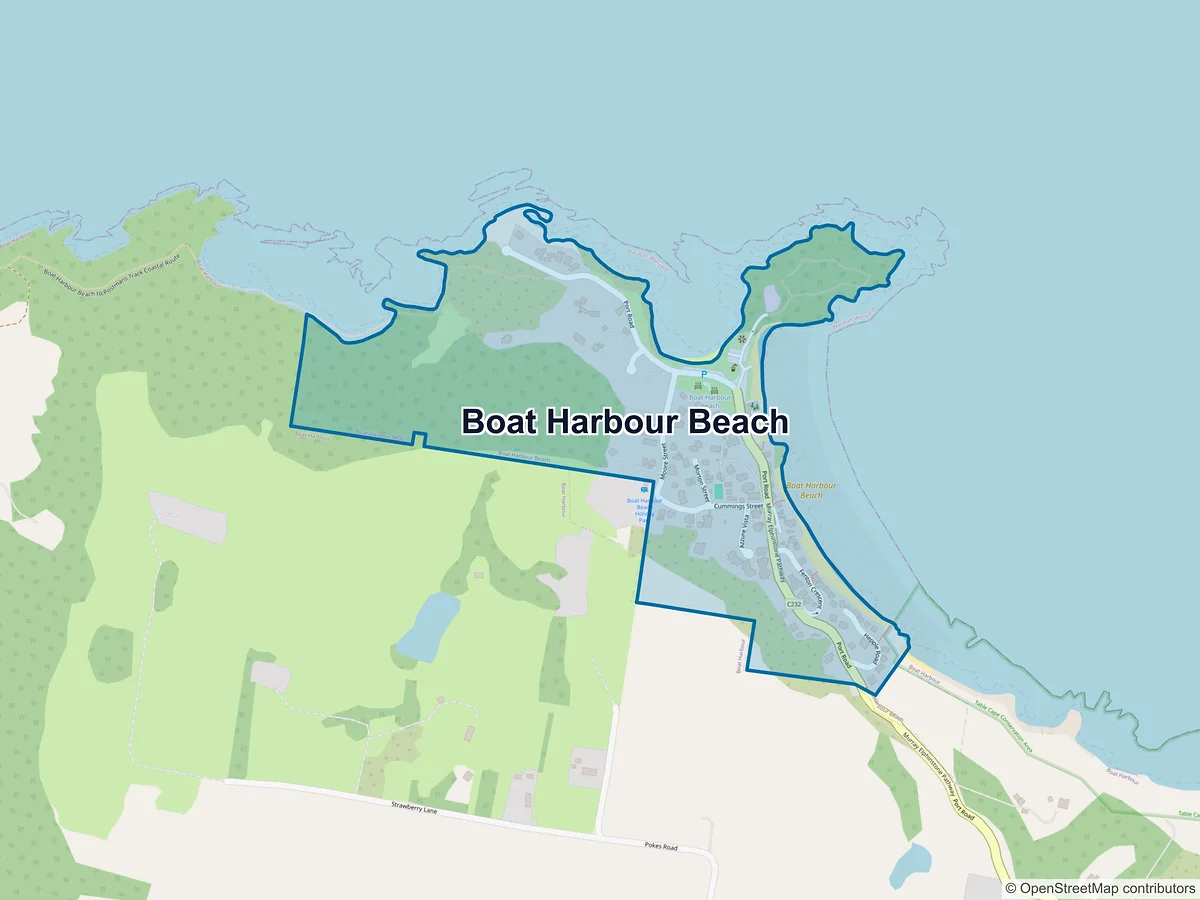 Map of Boat Harbour Beach, TAS, Australia