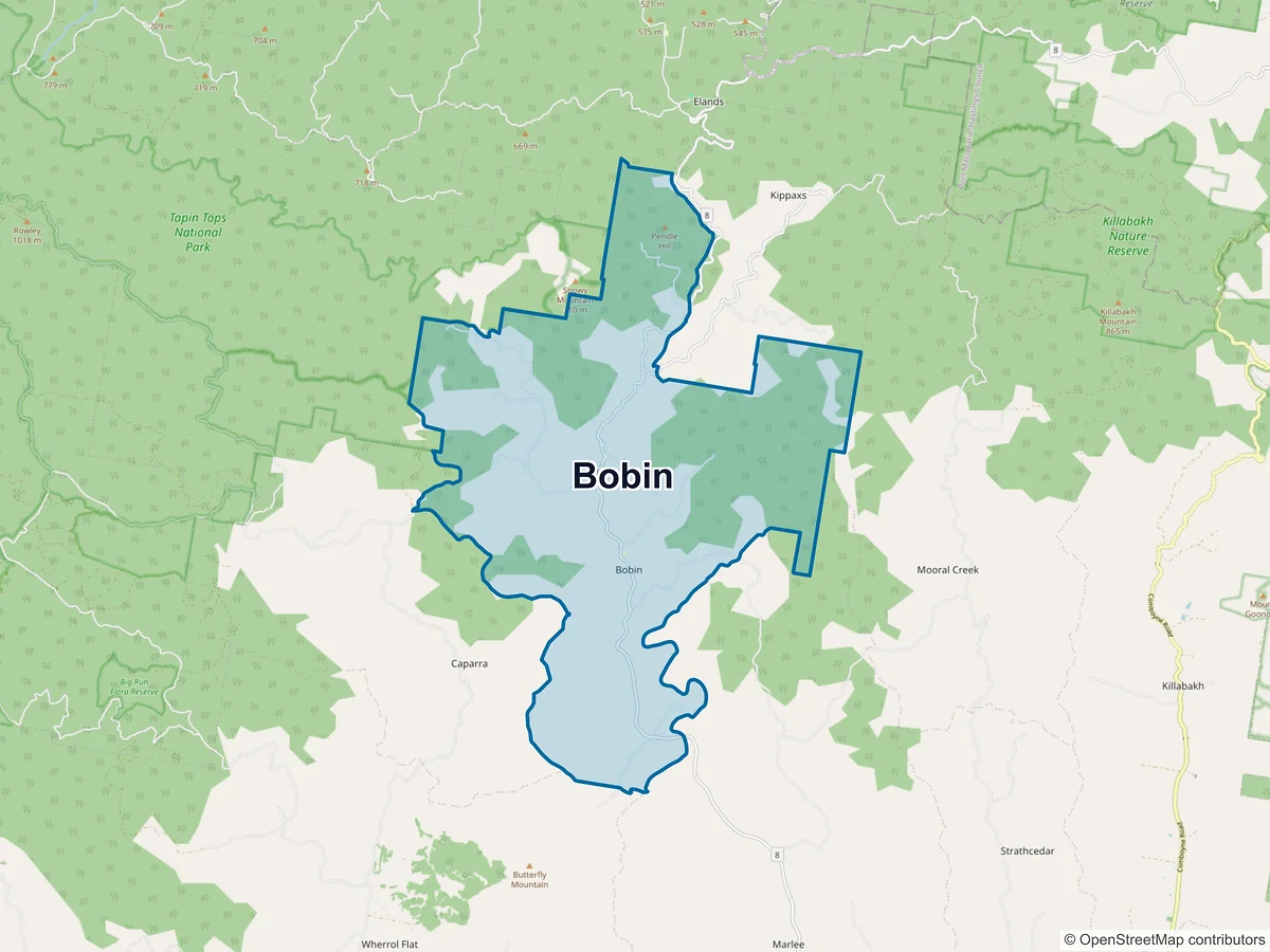 Map of Bobin, NSW, Australia