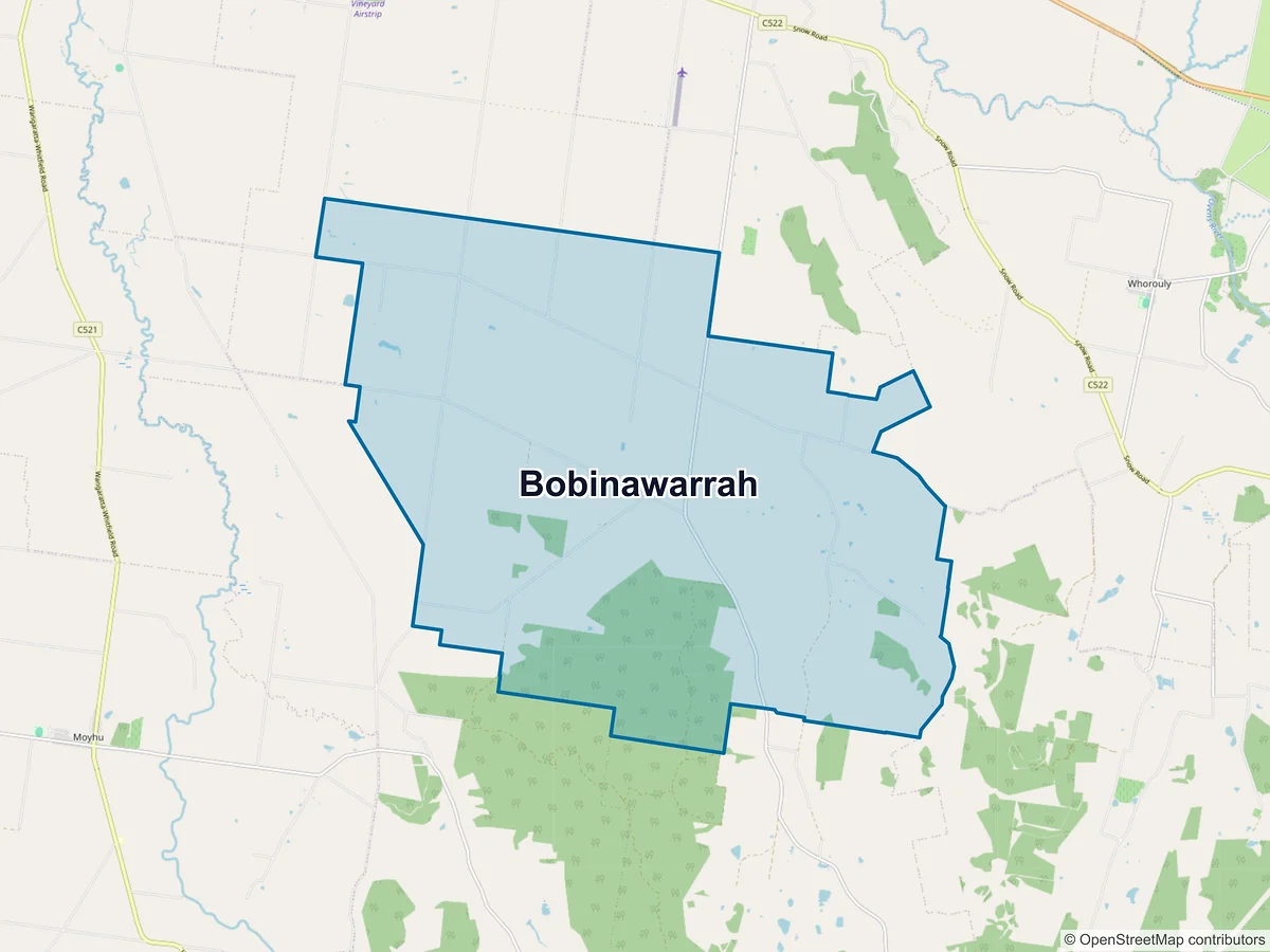 Map of Bobinawarrah, VIC, Australia