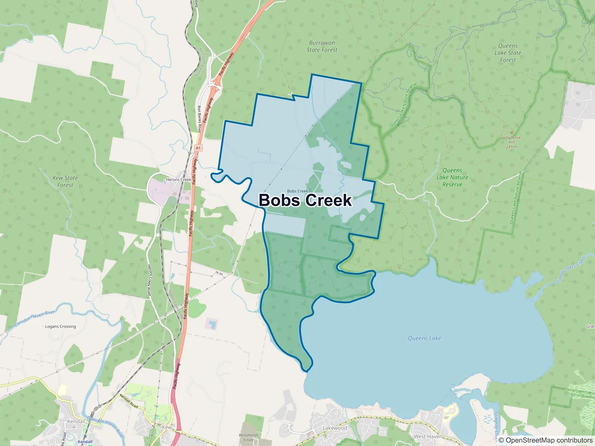 Map of Bobs Creek, NSW, Australia