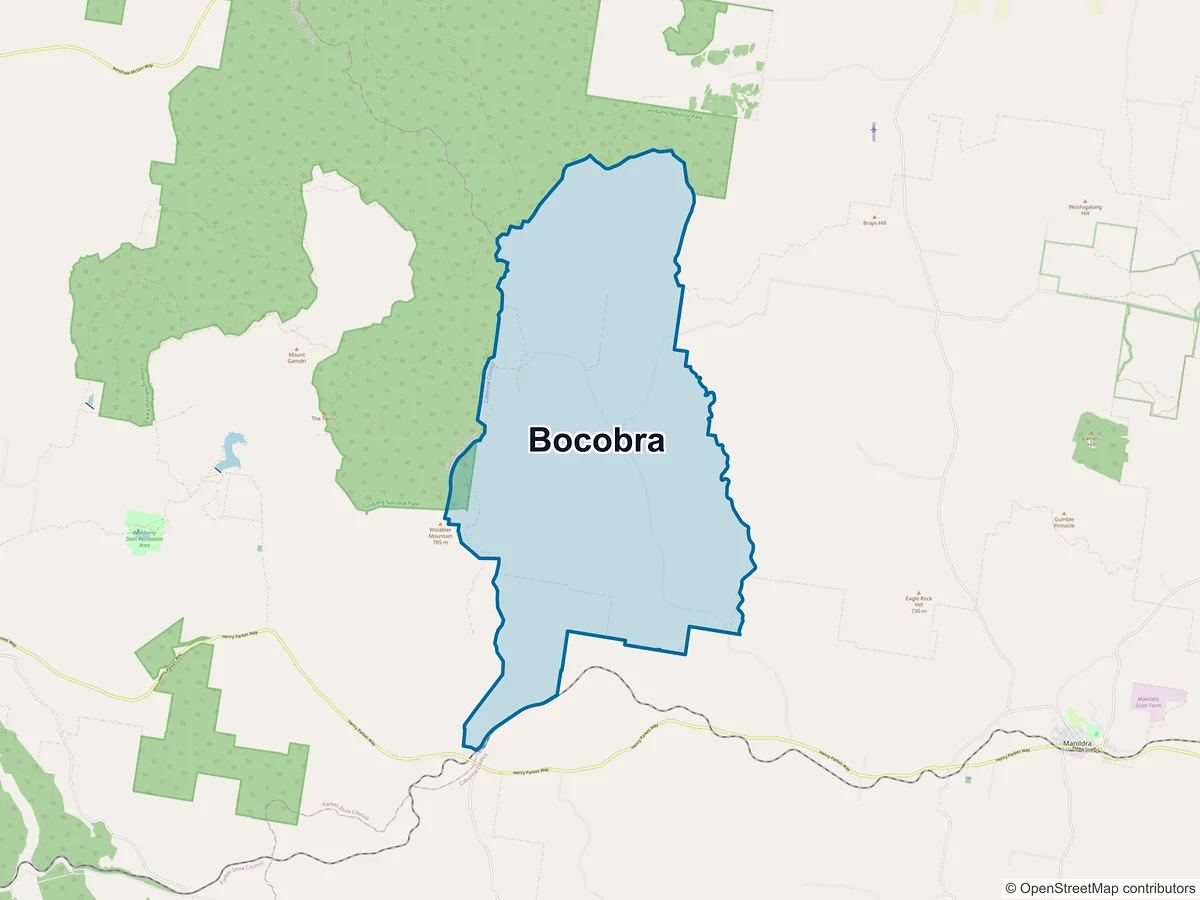 Map of Bocobra, NSW, Australia