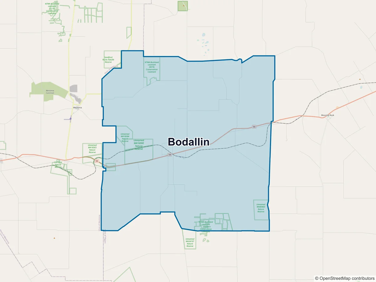 Map of Bodallin, WA, Australia
