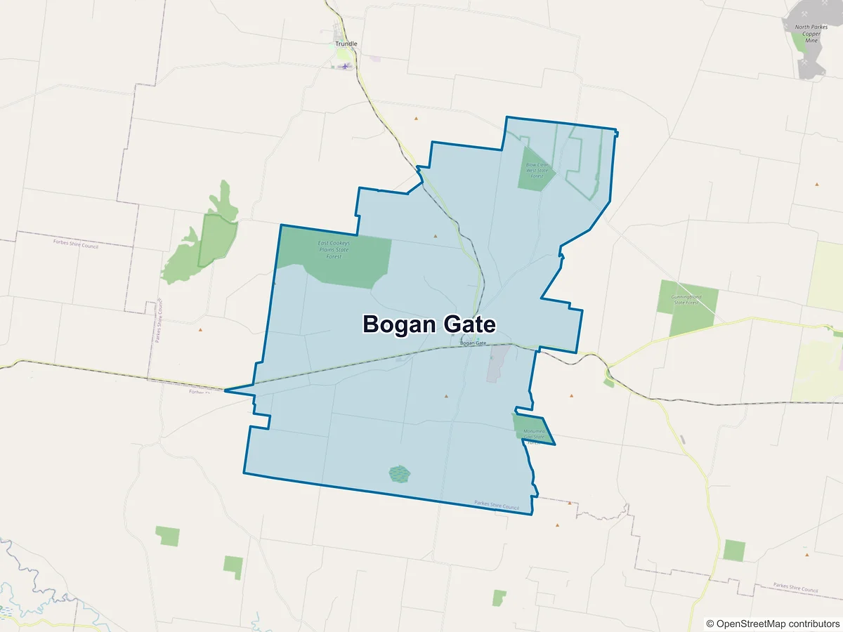 Map of Bogan Gate, NSW, Australia