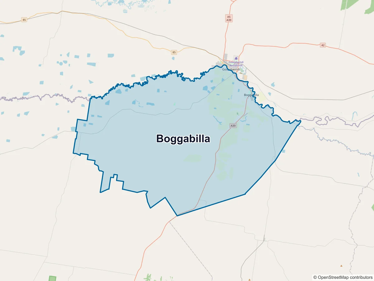 Map of Boggabilla, NSW, Australia