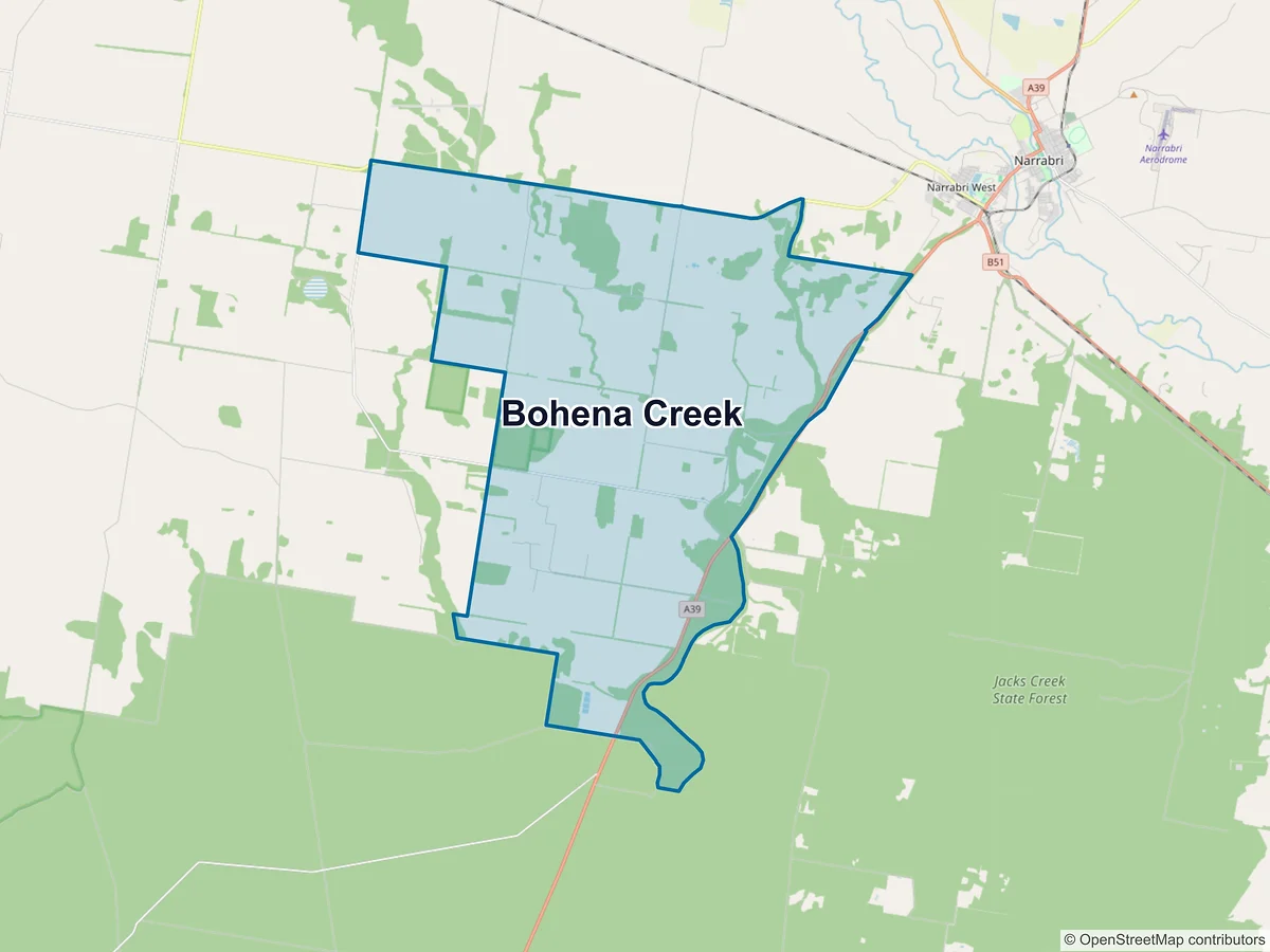 Map of Bohena Creek, NSW, Australia