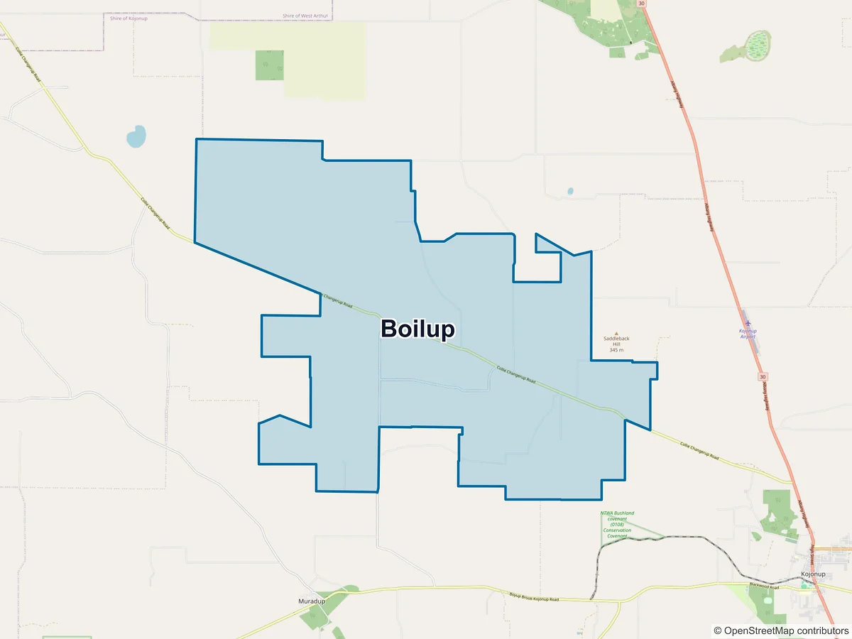Map of Boilup, WA, Australia
