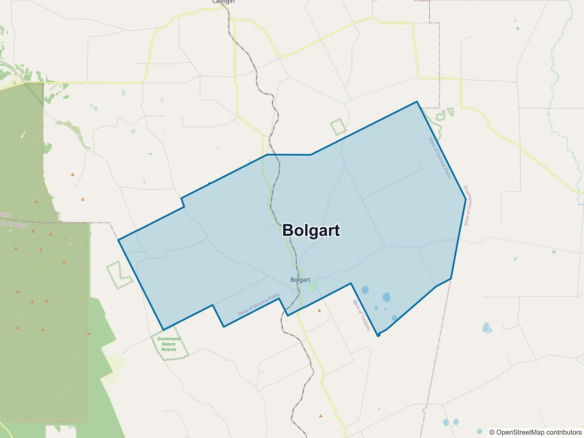 Map of Bolgart, WA, Australia
