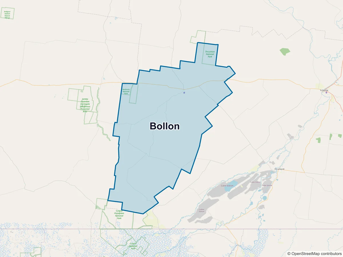 Map of Bollon, QLD, Australia