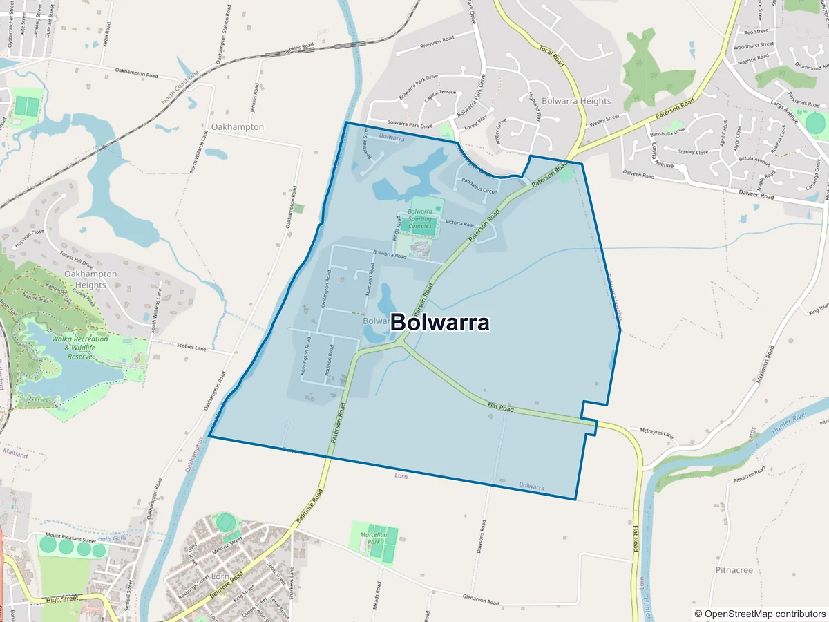 Map of Bolwarra, NSW, Australia