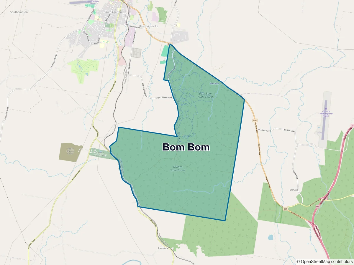 Map of Bom Bom, NSW, Australia