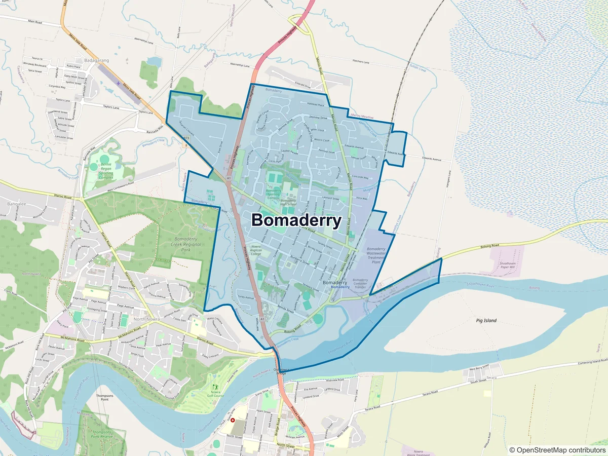 Map of Bomaderry, NSW, Australia