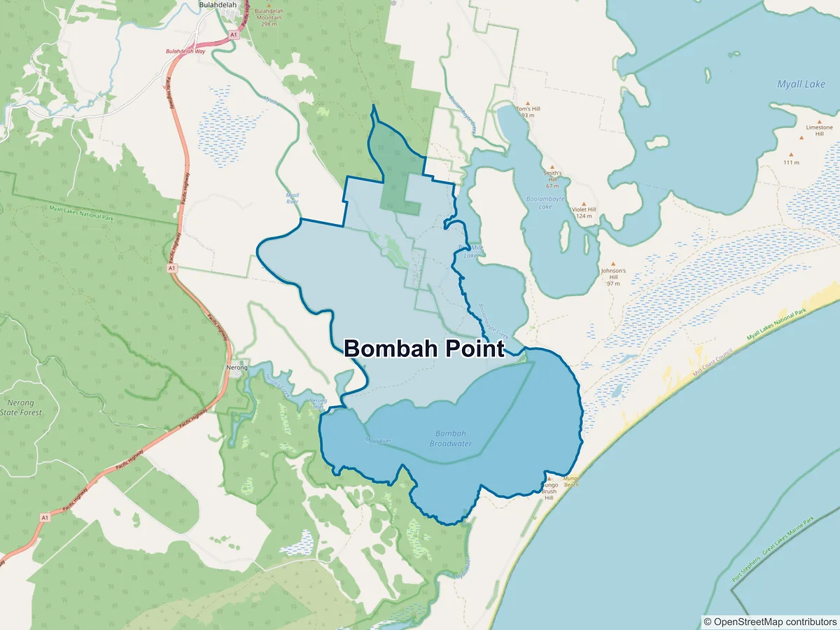 Map of Bombah Point, NSW, Australia