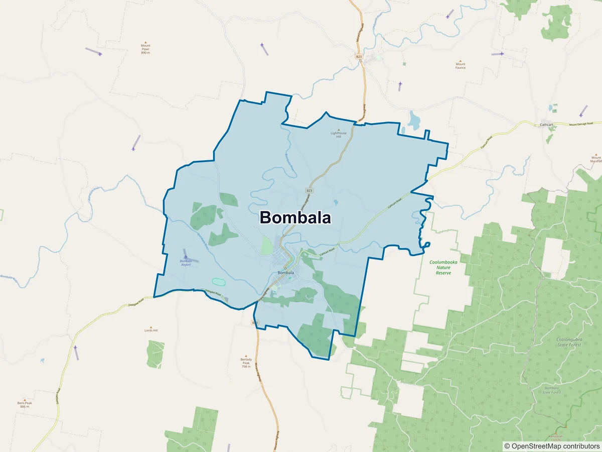 Map of Bombala, NSW, Australia