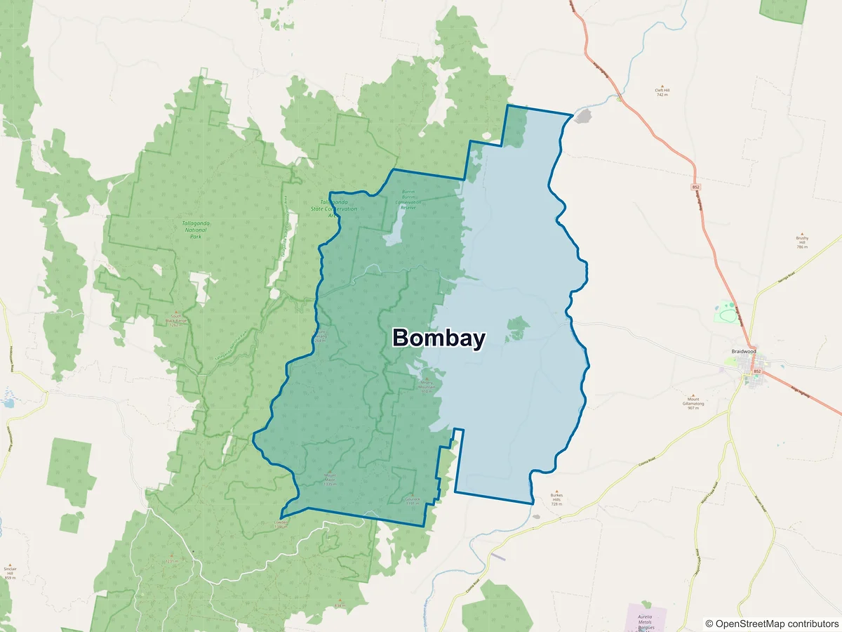 Map of Bombay, NSW, Australia
