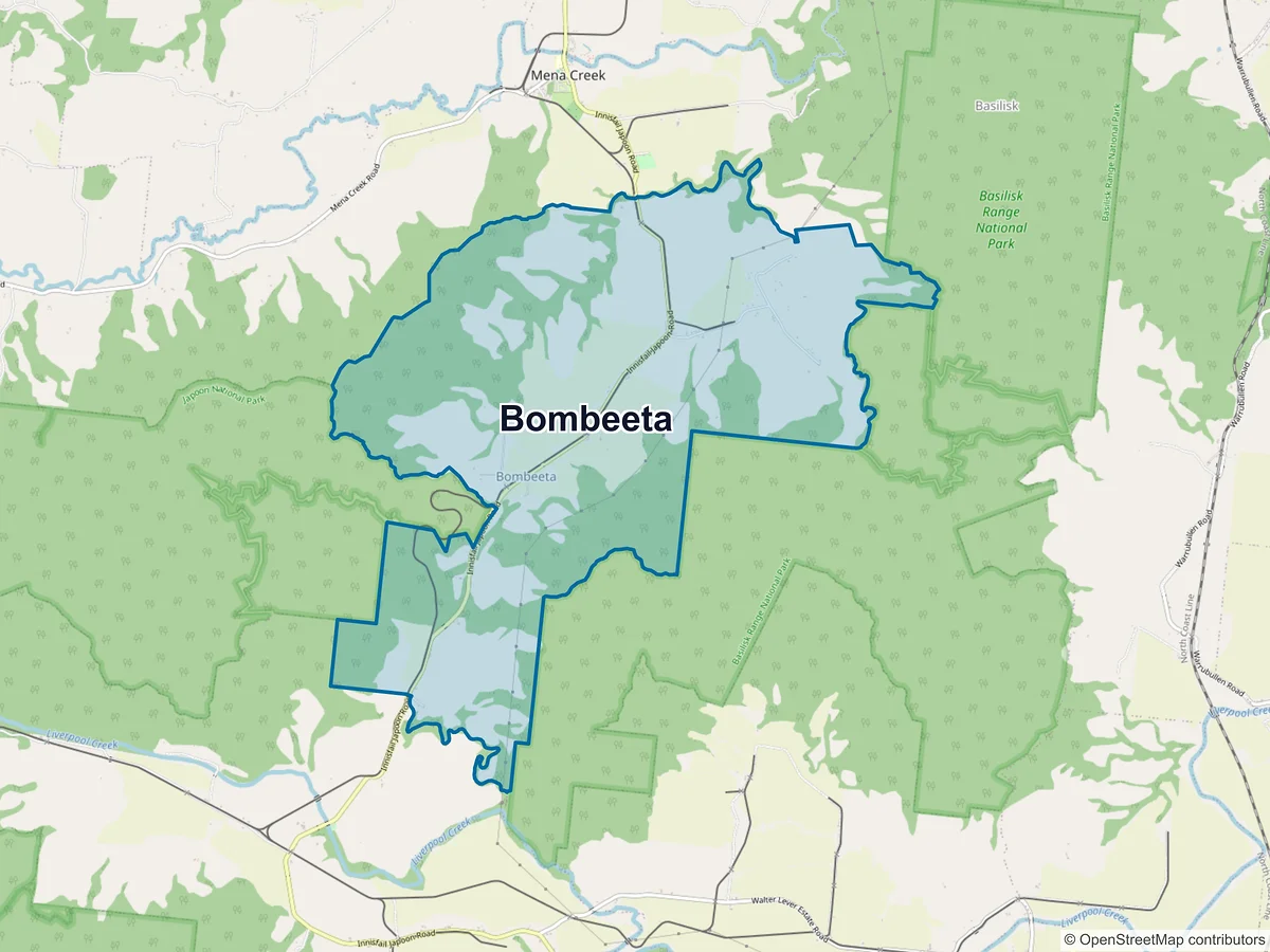Map of Bombeeta, QLD, Australia