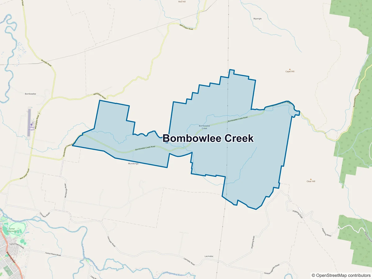 Map of Bombowlee Creek, NSW, Australia