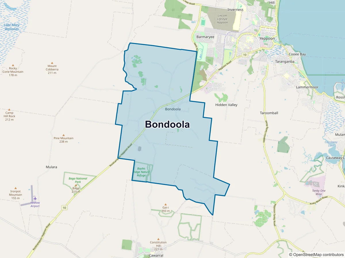 Map of Bondoola, QLD, Australia