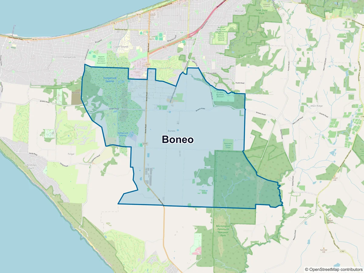 Map of Boneo, VIC, Australia