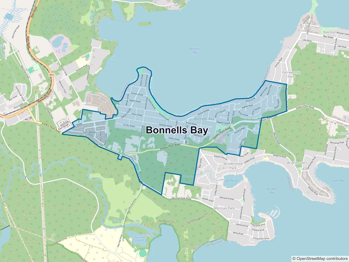 Map of Bonnells Bay, NSW, Australia