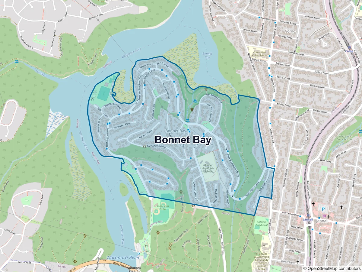 Map of Bonnet Bay, NSW, Australia