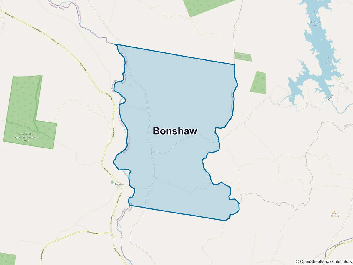 Map of Bonshaw, QLD, Australia