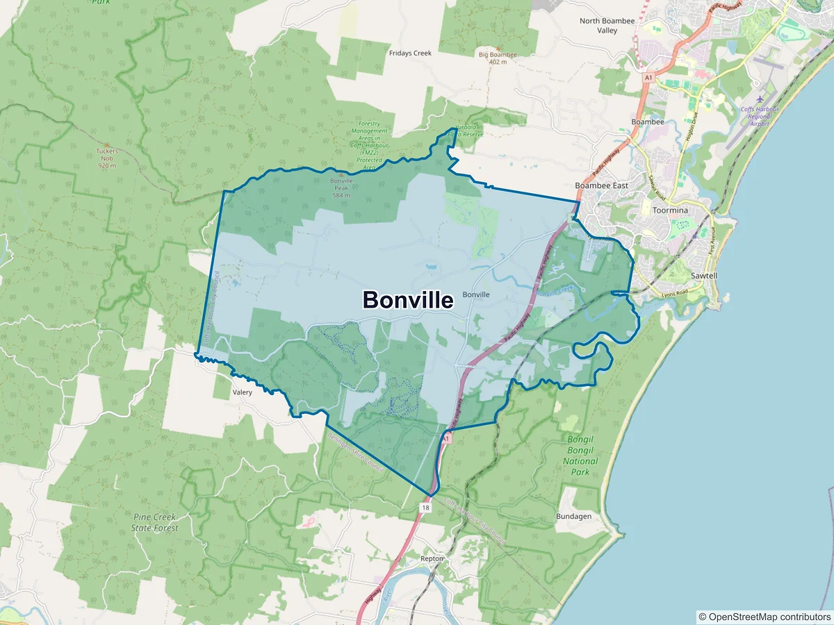 Map of Bonville, NSW, Australia