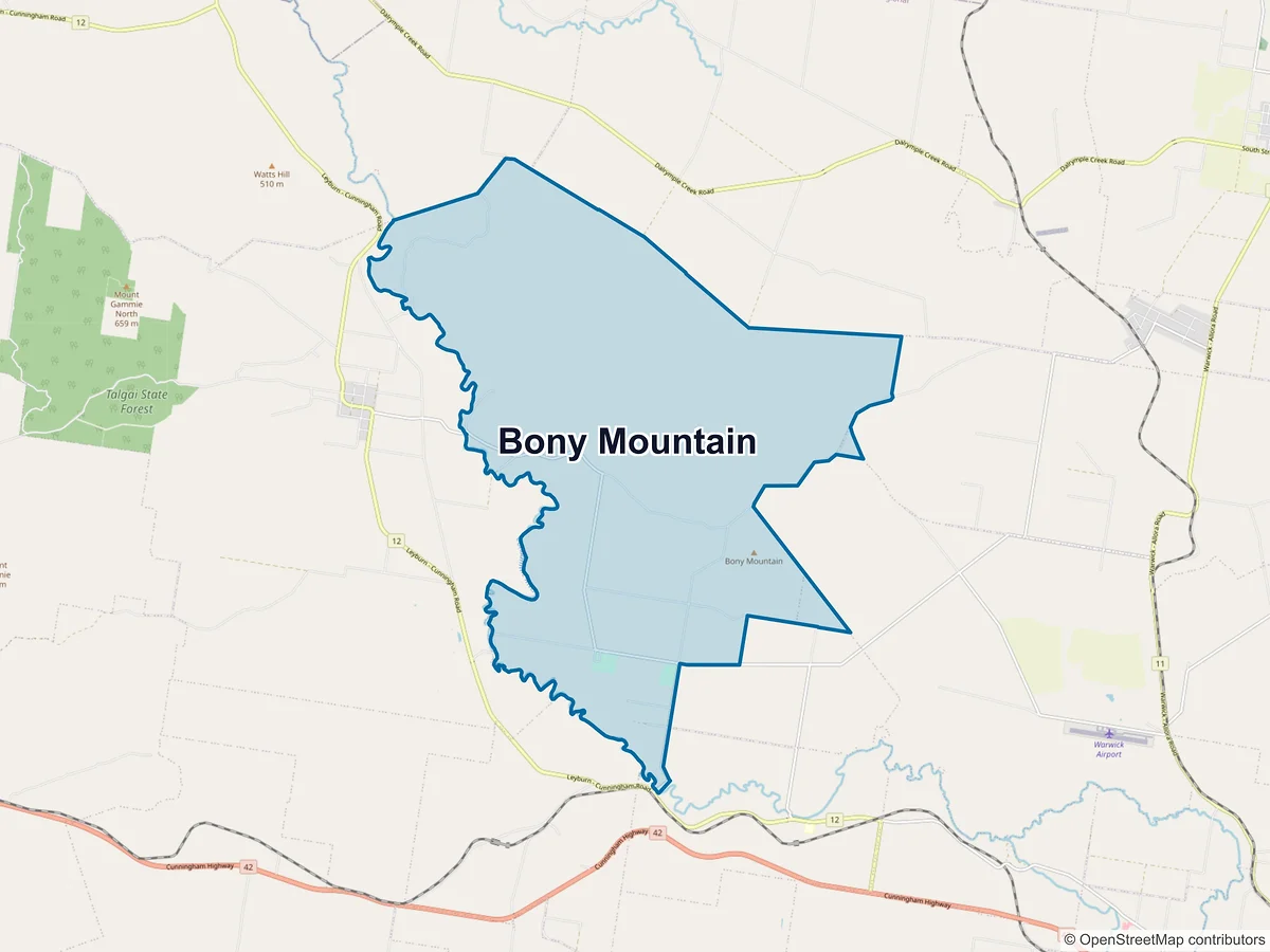 Map of Bony Mountain, QLD, Australia