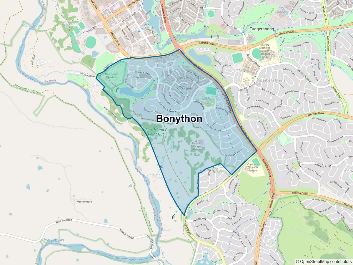 Map of Bonython, ACT, Australia