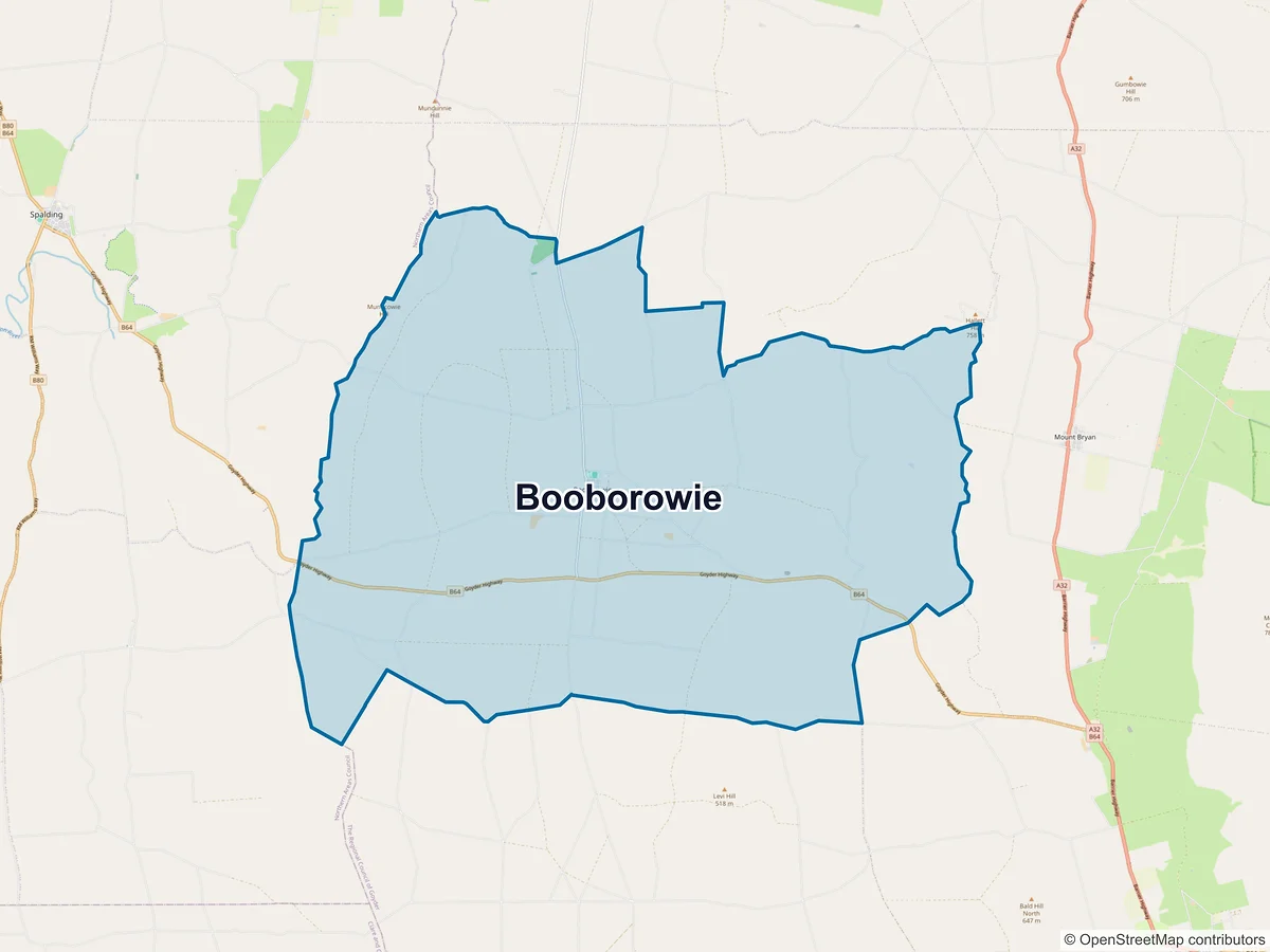 Map of Booborowie, SA, Australia