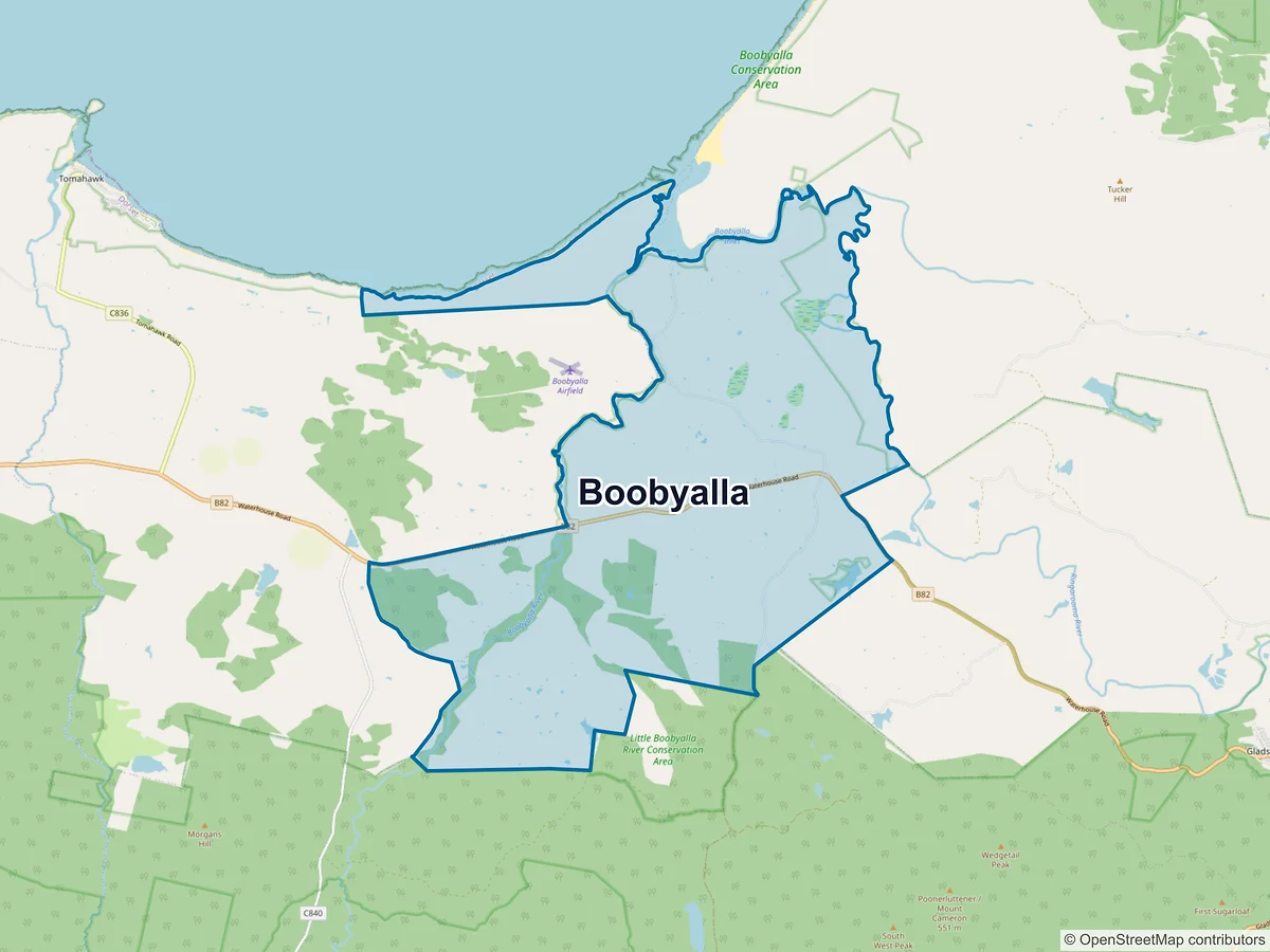 Map of Boobyalla, TAS, Australia