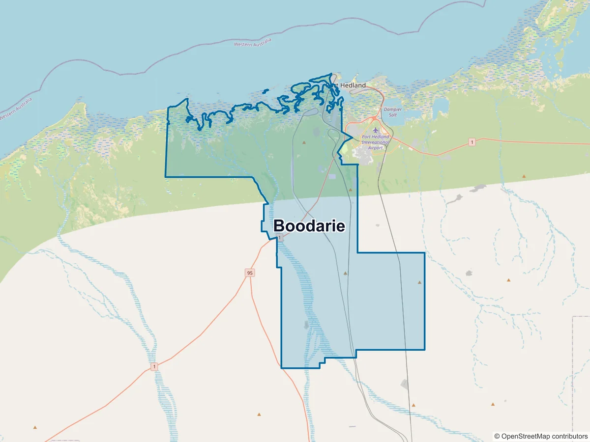 Map of Boodarie, WA, Australia