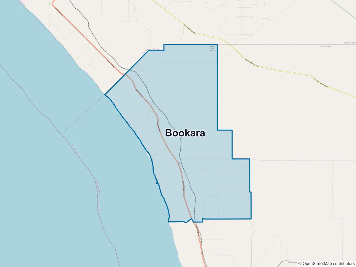 Map of Bookara, WA, Australia